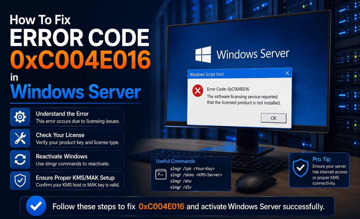 How To Fix Error Code 0xC004E016 in Windows Server (2026)